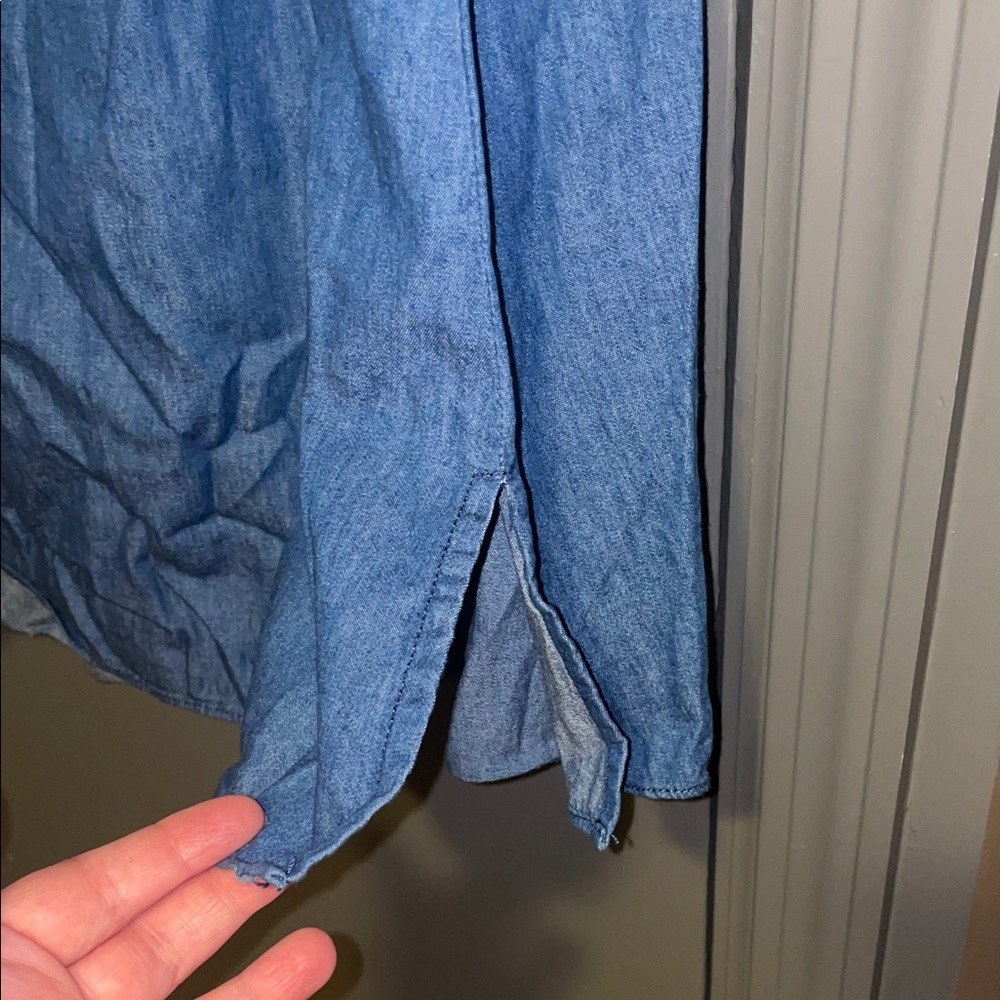 Lane Bryant Blue Off-Shoulder Ruffle Peasant Top - Picture 4 of 4